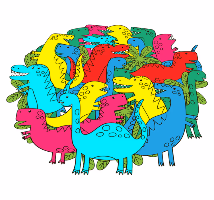Alfombra vinílica animales dinosaurio colorido para niños - TenVinilo