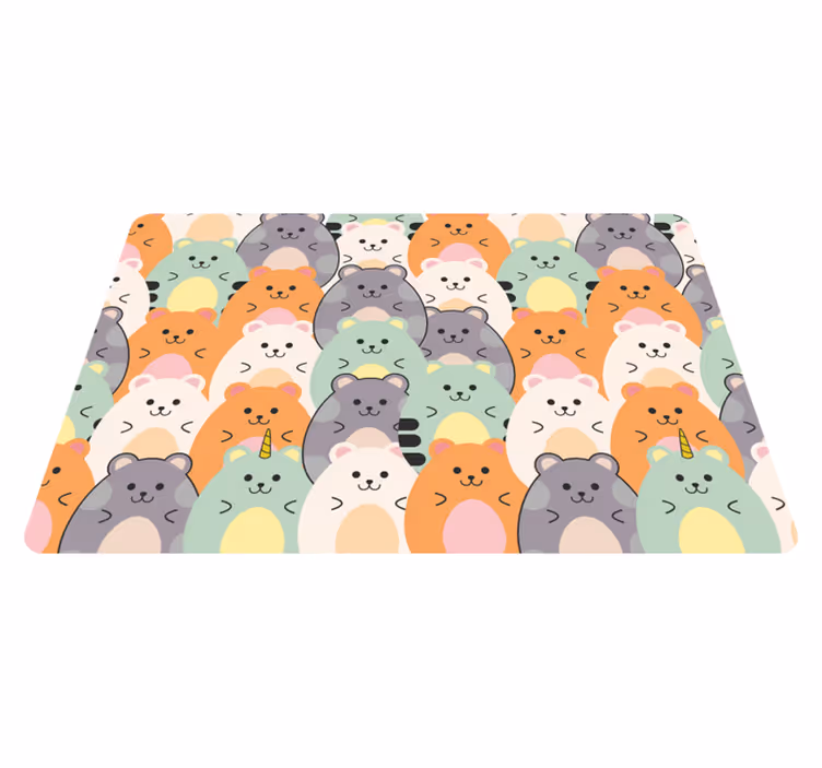 Alfombra vinílica animales hámsters comiendo multicolor - TenVinilo