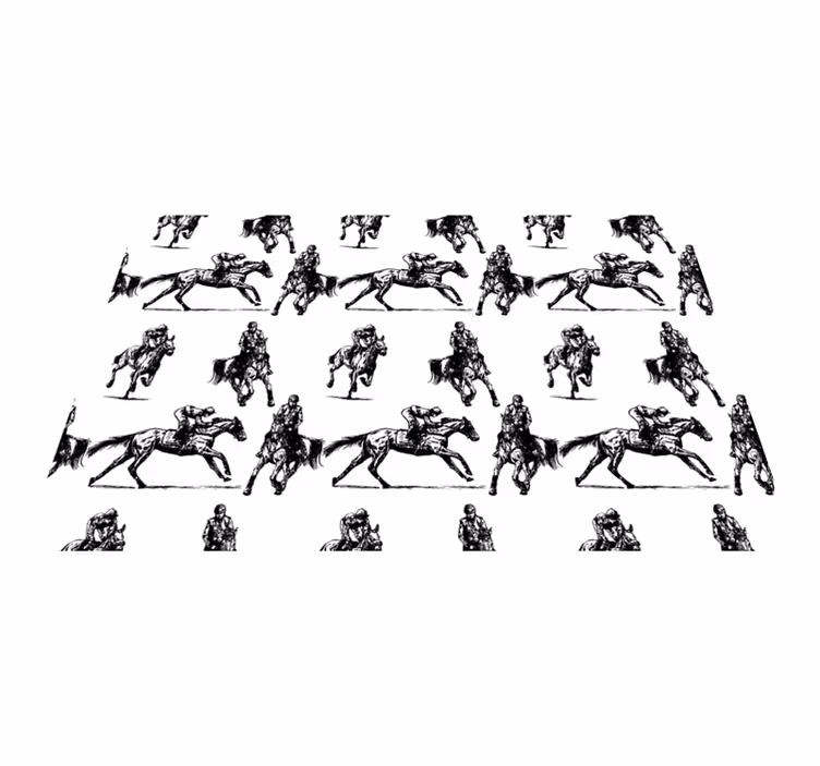 Alfombra vinílica animales patrón caballos blanco y negro - TenVinilo