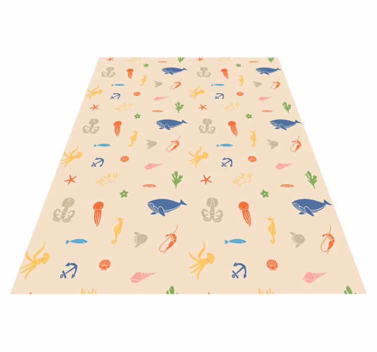 Alfombra vinílica animales diseño criaturas marinas - TenVinilo