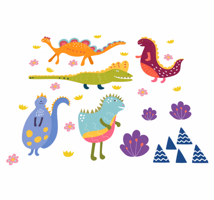 Alfombra vinílica animales set de dinosaurios pintados - TenVinilo