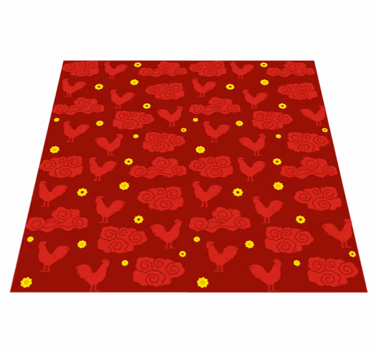 Alfombra vinílica animales patrón gallinas estilo chino - TenVinilo