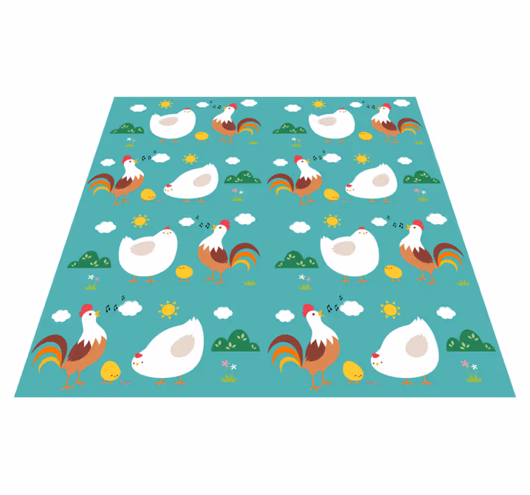 Alfombra vinílica animales patrón gallo cantor - TenVinilo