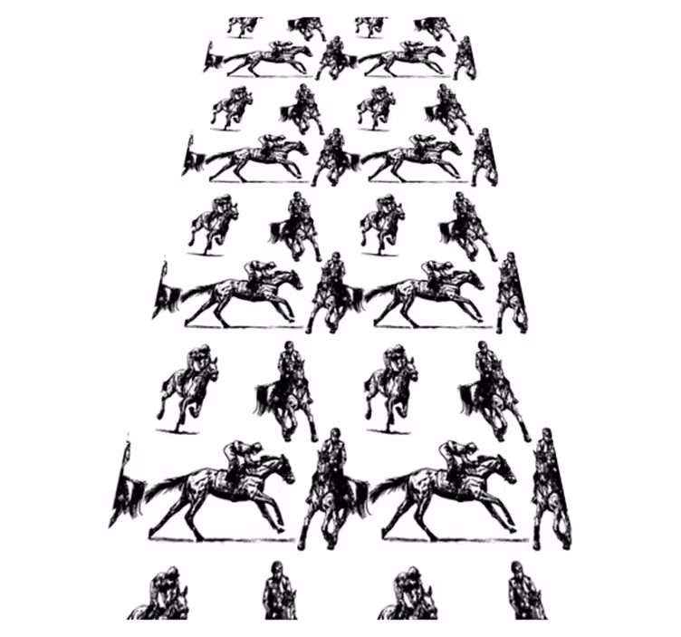 Alfombra vinílica animales patrón de caballos blanco y negro - TenVinilo