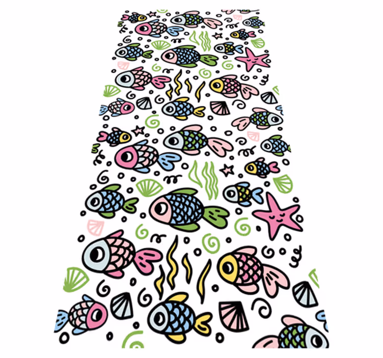 Alfombra vinílica animales diseño de peces multicolor - TenVinilo