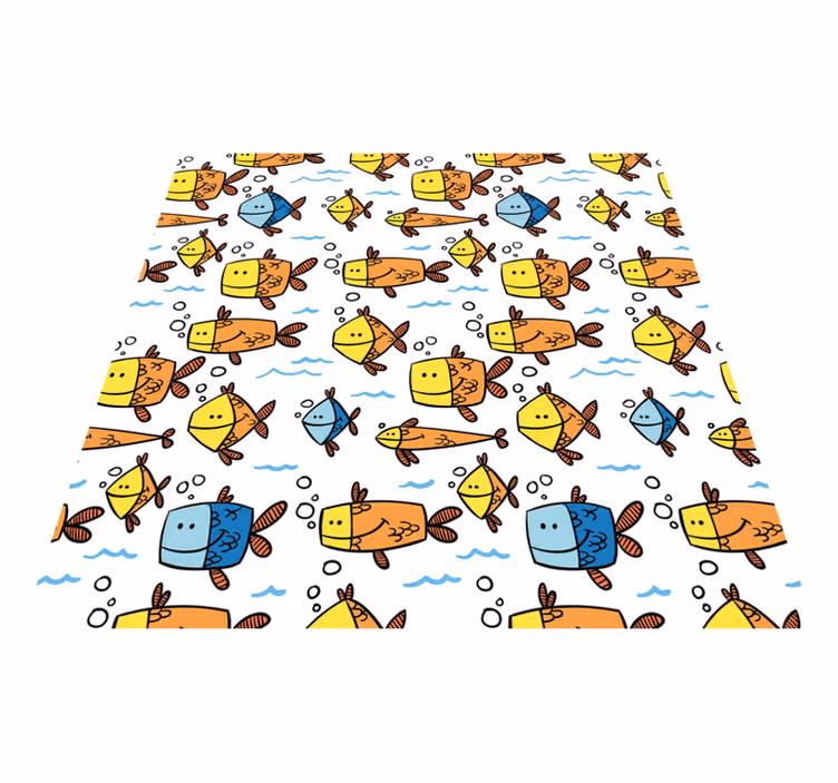 Alfombra vinílica animales peces multicolor estilo infantil - TenVinilo