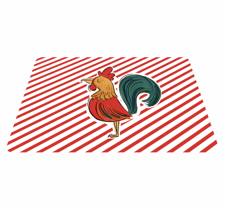 Alfombra vinílica animales diseño gallo coloreado - TenVinilo