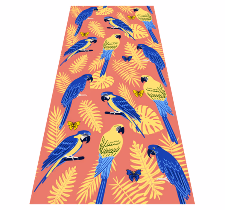 Alfombra vinílica animales loros y mariposas - TenVinilo