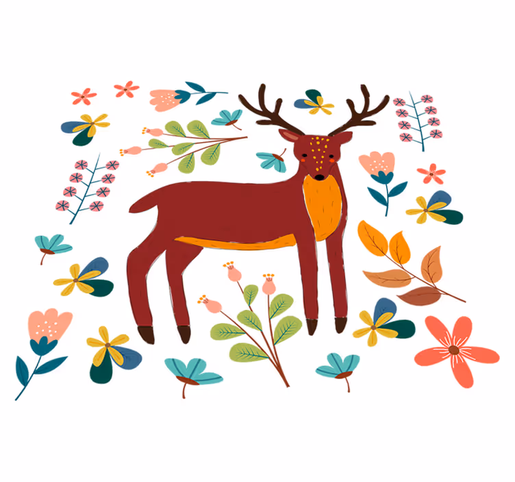 Alfombra vinílica animales ilustración ciervo caprichoso - TenVinilo