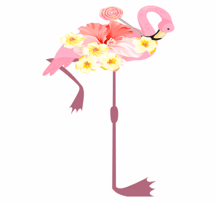 Alfombra vinílica animales diseño floral flamenco - TenVinilo