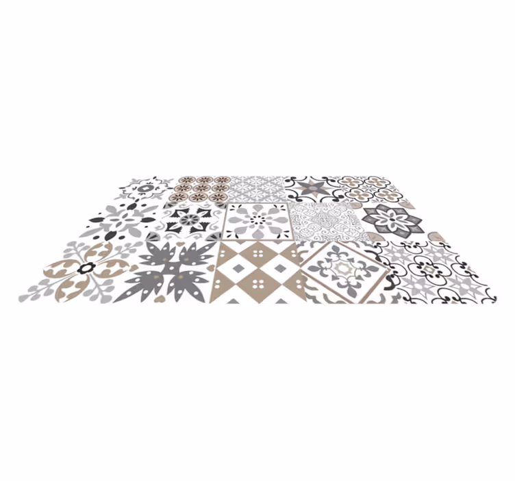 Alfombra vinilo cocina mosaico de azulejos geométricos - TenVinilo