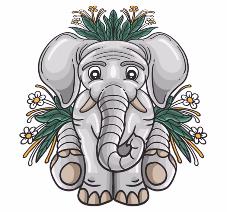 Alfombra vinílica animales ilustración elefante lindo - TenVinilo
