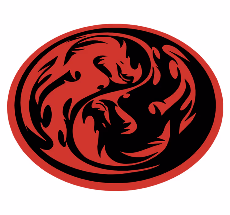 Alfombra vinílica animales dragones yin yang - TenVinilo