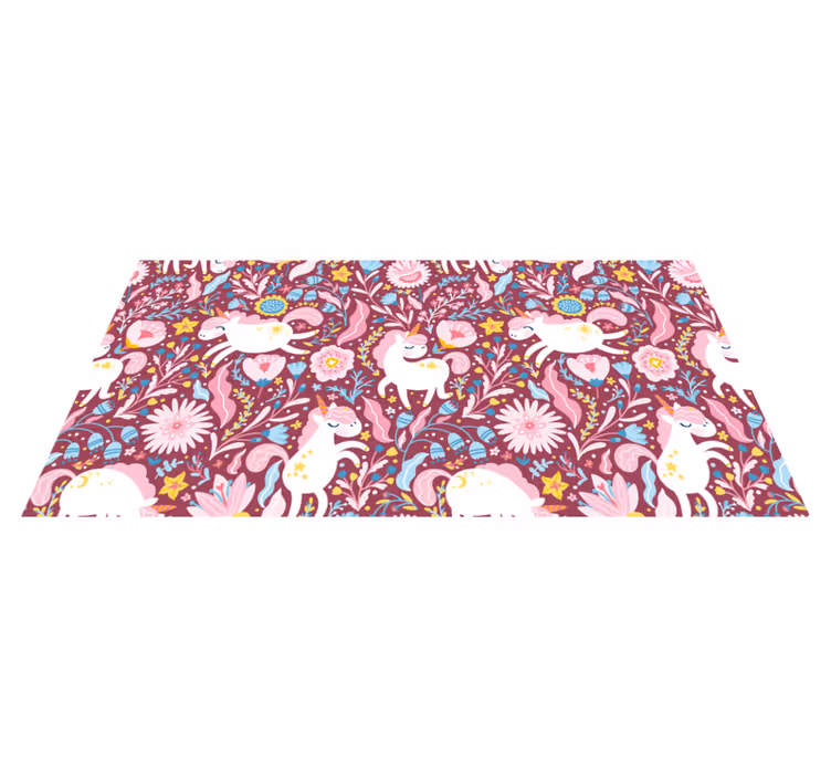 Alfombra vinílica animales diseño de unicornios juguetones - TenVinilo