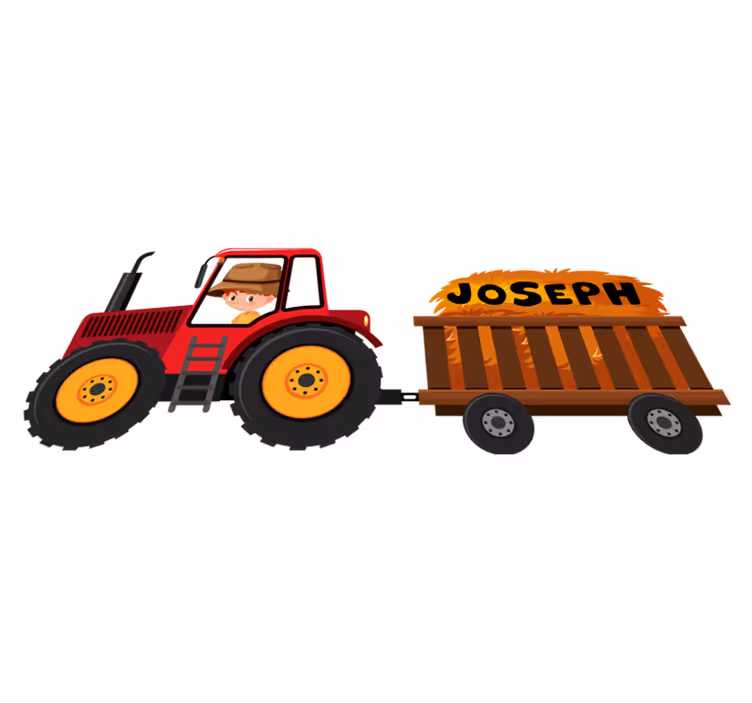Alfombra vinílica animales tractor con heno - TenVinilo