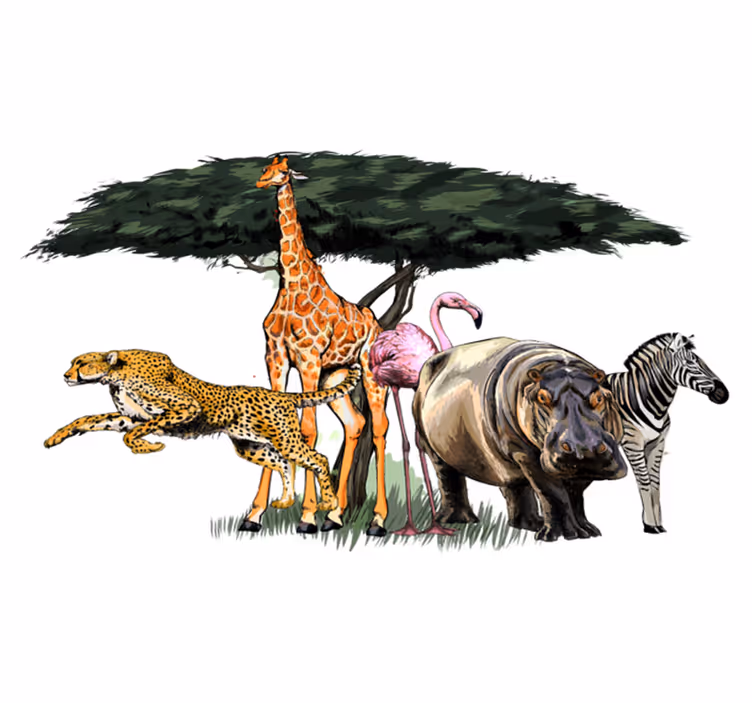 Alfombra vinílica animales safari de la familia jirafa - TenVinilo