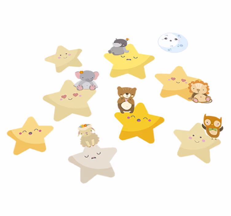 Alfombra vinílica animales estrellas para la habitación bebé - TenVinilo