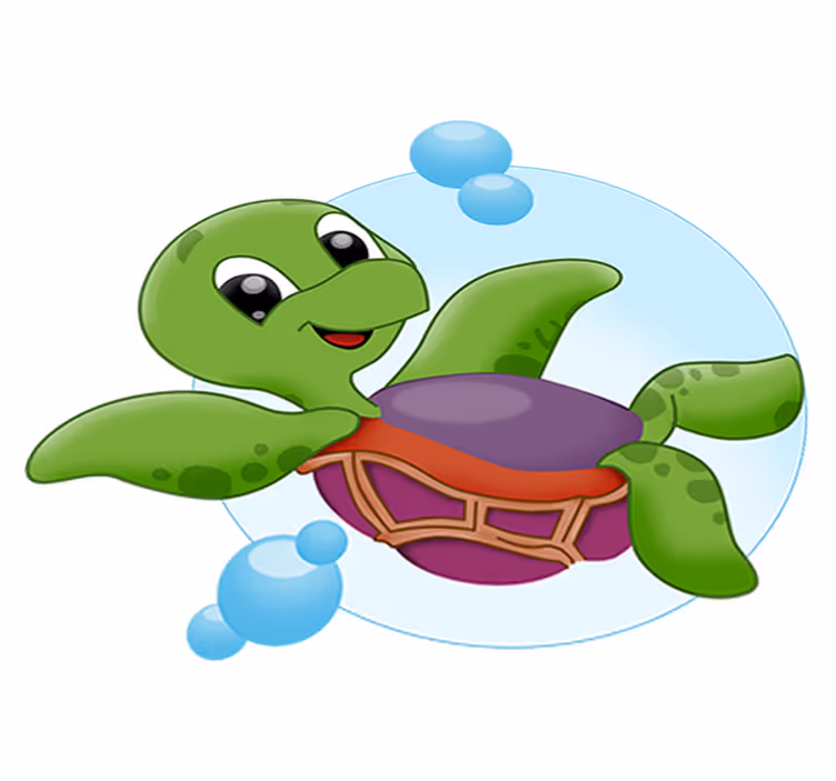 Alfombra vinílica animales tortuga bebé jugando - TenVinilo
