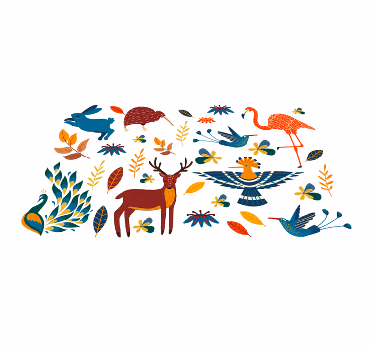 Alfombra vinílica animales con patrones coloridos - TenVinilo