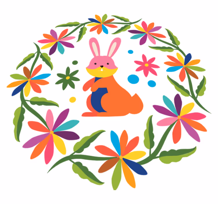 Alfombra vinílica animales diseño de conejo colorido - TenVinilo
