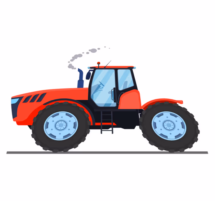 Alfombra vinílica animales tractor de granja rojo - TenVinilo
