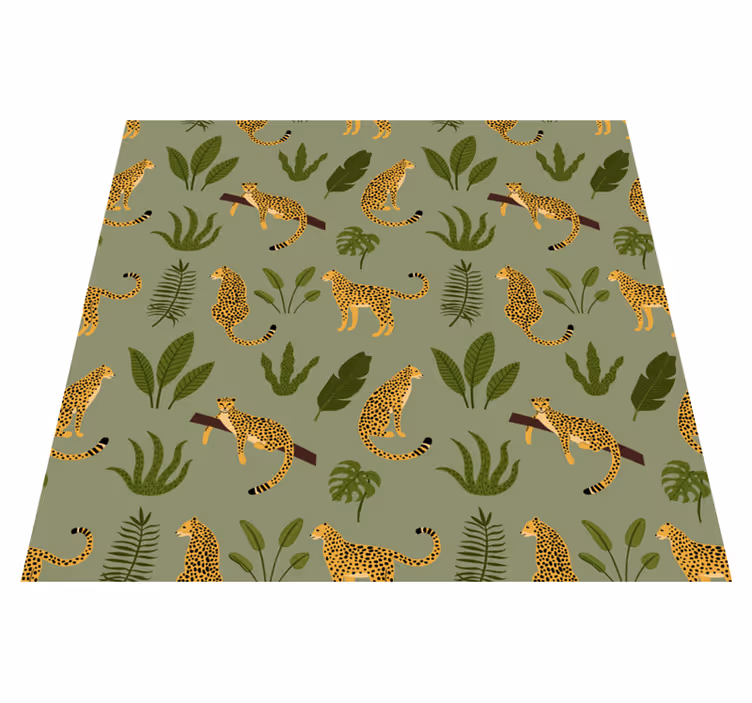 Alfombra vinílica animales selva con patrón de leopardo - TenVinilo