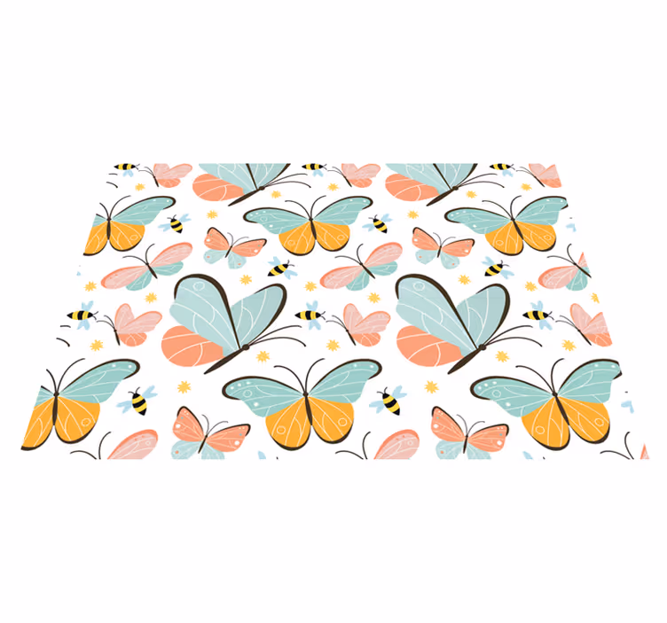 Alfombra vinílica animales mariposas y abejas - TenVinilo