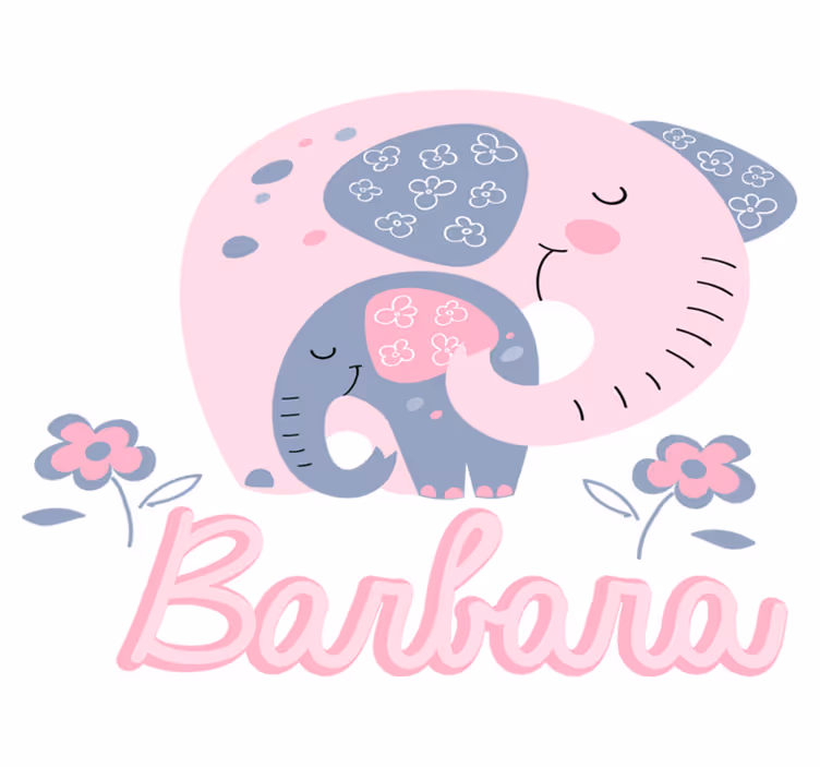 Alfombra vinílica animales elefantes con corazones y nombre - TenVinilo