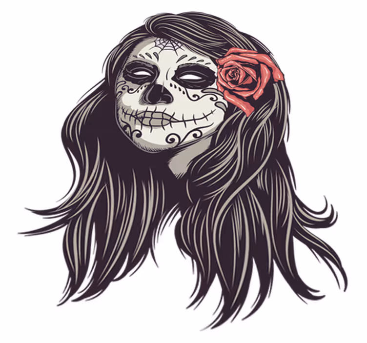 Alfombra vinílica halloween niña de día de muertos - TenVinilo