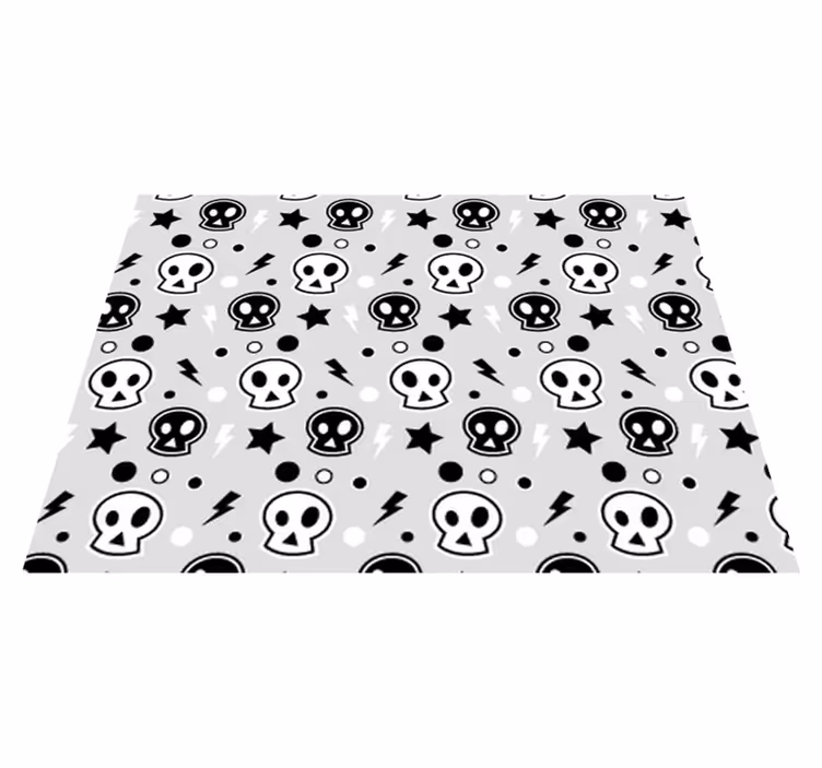 Alfombra vinílica halloween calaveras gris y blanco - TenVinilo