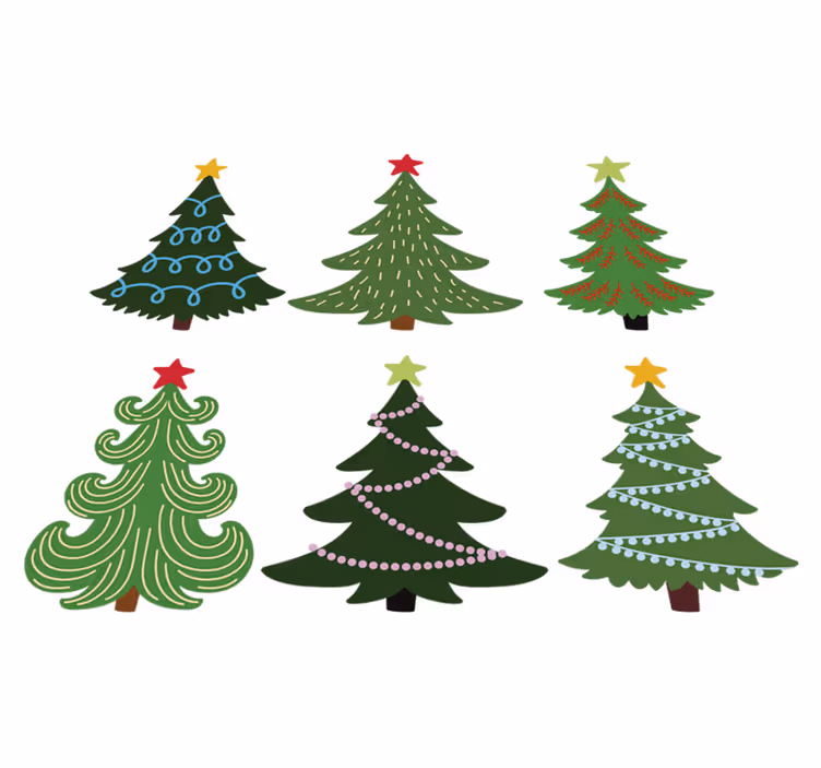 Alfombra vinílica navidad set árboles navideños coloridos - TenVinilo