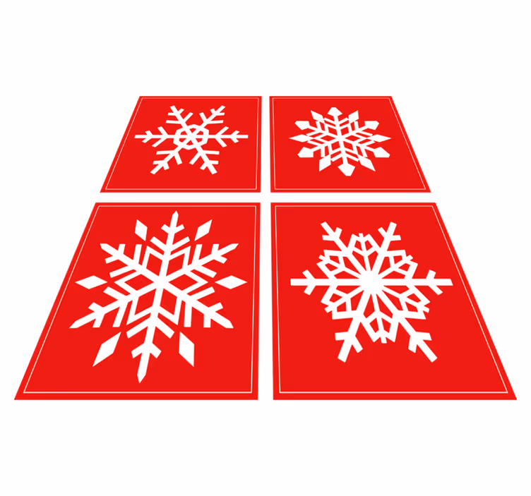 Alfombra vinílica navidad copos de nieve rojos - TenVinilo