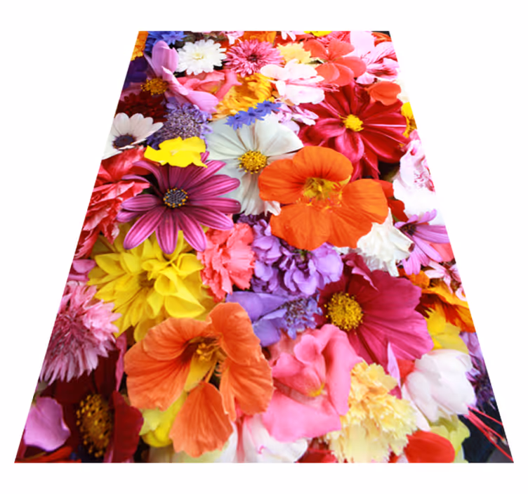 Alfombra vinílica flores un montón de flores coloridas - TenVinilo