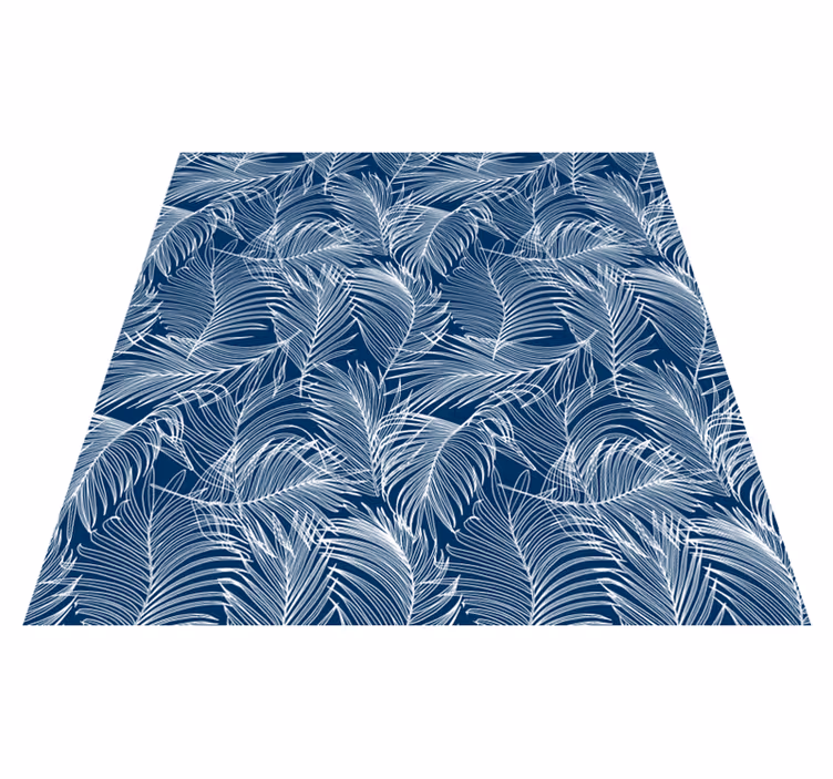 Alfombra vinílica flores hojas azules elegantes - TenVinilo