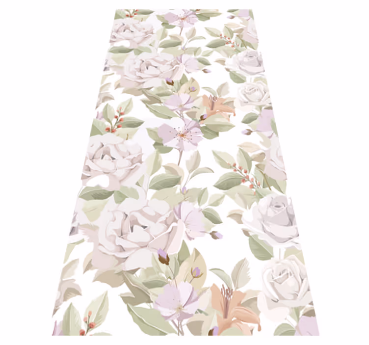 Alfombra vinílica flores patrón floral elegante - TenVinilo