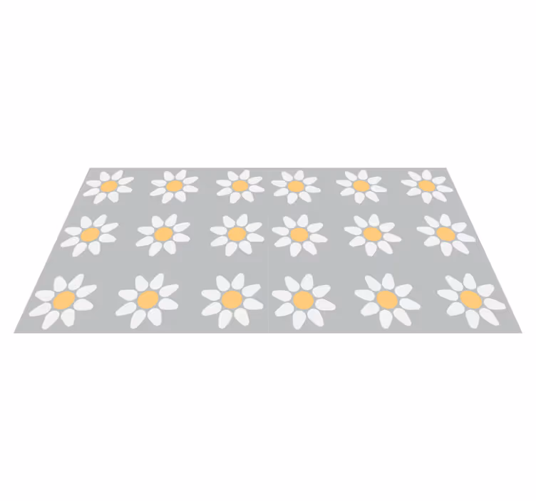 Alfombra vinílica flores patrón de margaritas - TenVinilo