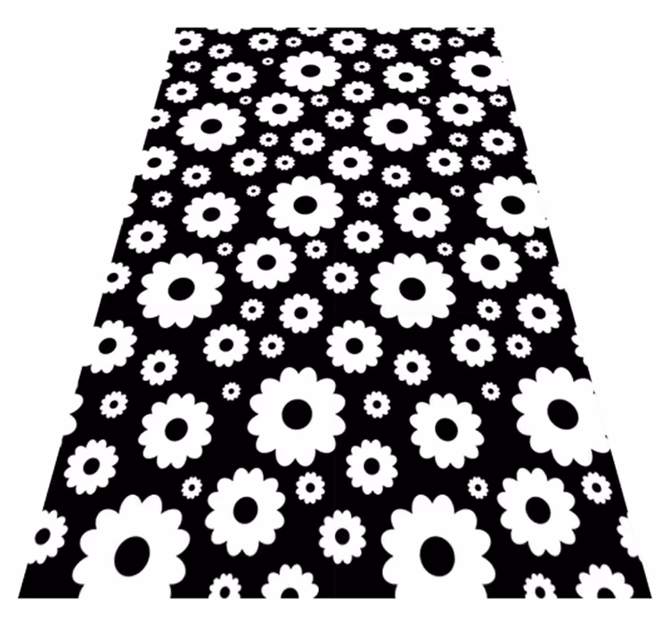 Alfombra vinílica flores margaritas en blanco y negro - TenVinilo