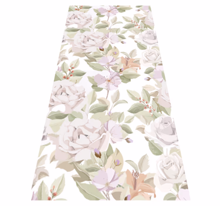 Alfombra vinílica flores patrón floral elegante - TenVinilo