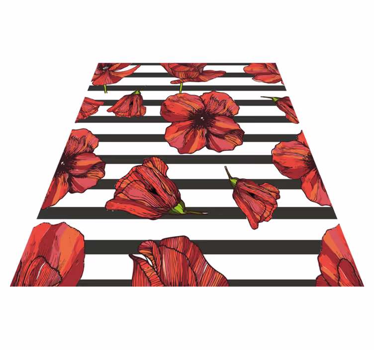 Alfombra vinílica flores plantas de amapola polaca - TenVinilo