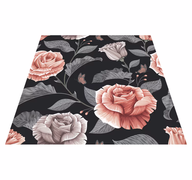 Alfombra vinílica flores patrón de rosas - TenVinilo