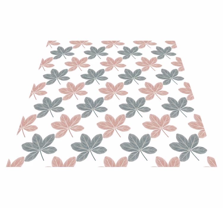 Alfombra vinílica flores diseño acrílico hojas rosas y azules - TenVinilo