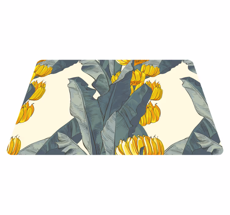 Alfombra vinílica flores patrón artístico de plátano - TenVinilo