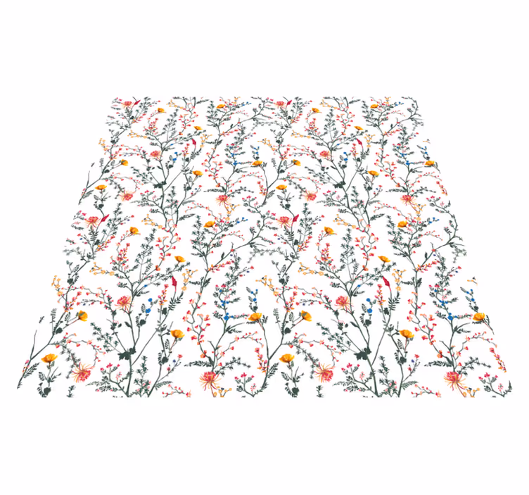 Alfombra vinílica flores jardín minimalista delgado - TenVinilo