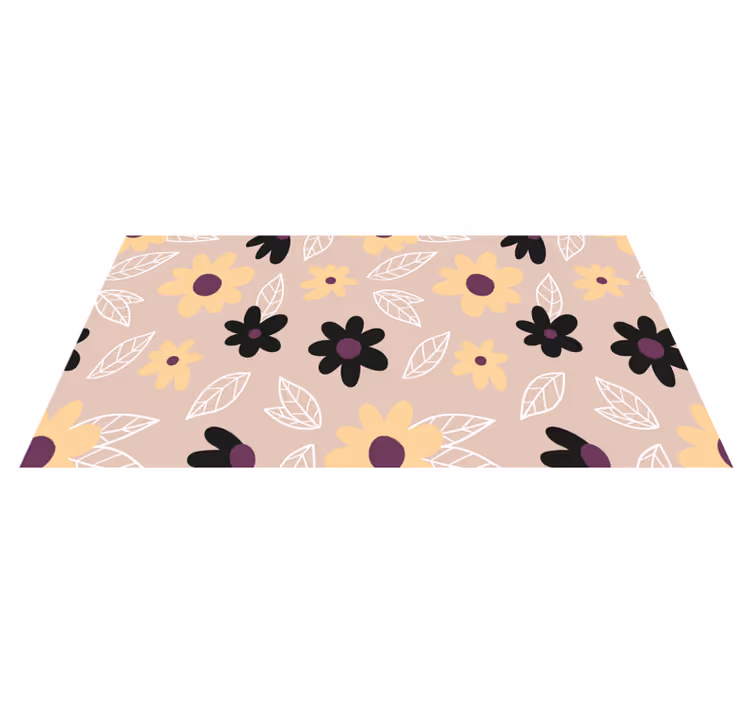 Alfombra vinílica flores modernas coloridas sobre fondo beige - TenVinilo