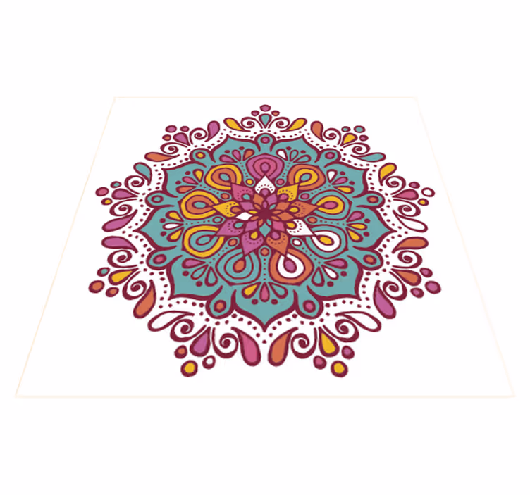 Alfombra vinilo cocina mandala de azulejos coloridos - TenVinilo