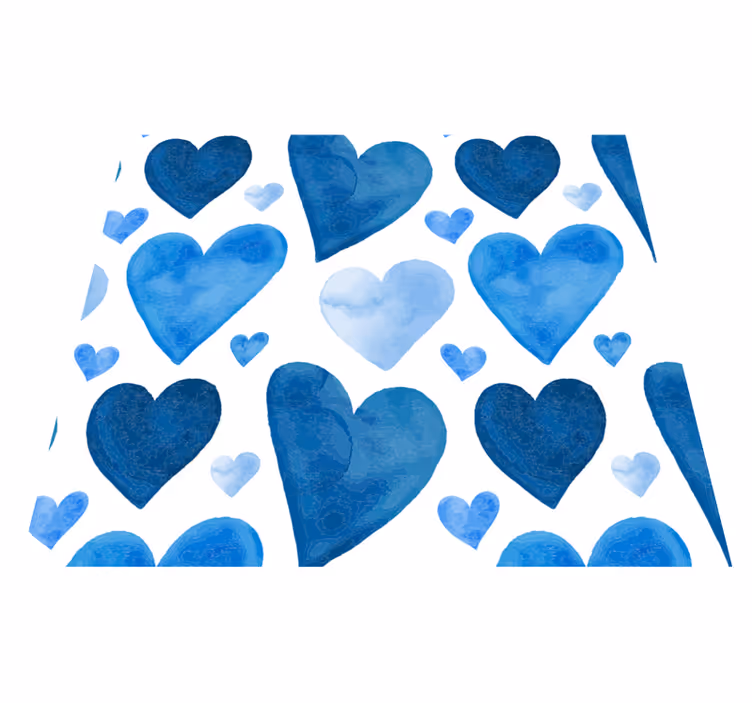 Alfombra vinílica cocina corazones dulces azules - TenVinilo