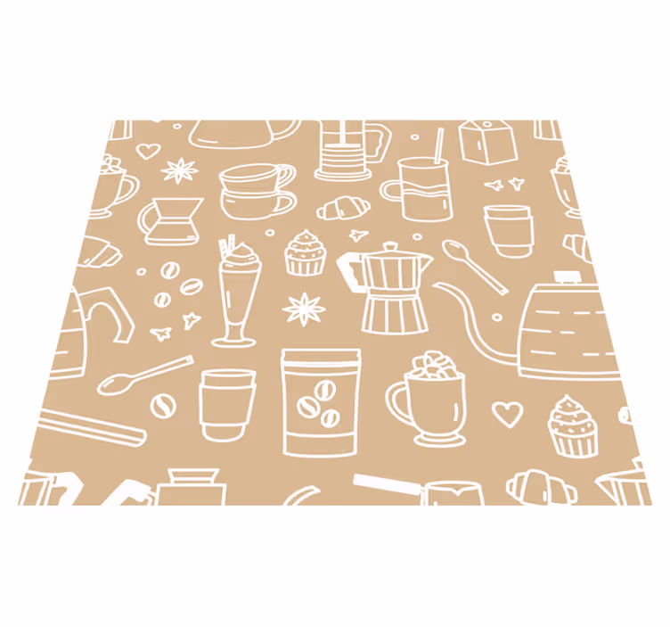 Alfombra vinilo cocina diseño de tazas y vasos - TenVinilo