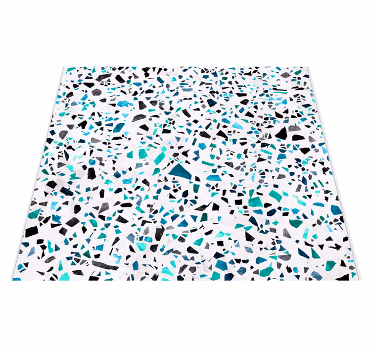 Alfombra vinilo cocina azulejos mármol azul - TenVinilo