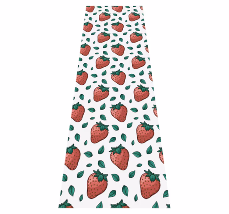 Alfombra vinilo cocina fresas jugosas y hojas verdes - TenVinilo