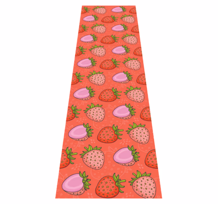 Alfombra vinilo cocina fresas rojas y rosas - TenVinilo